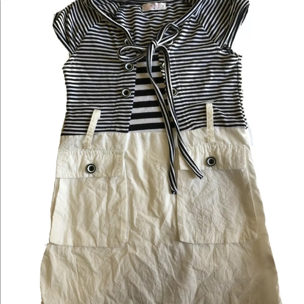 Moli Girls Black And White Striped Dress 4T